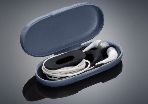 Prototipo de auriculares impresos en Endur con polyjet Connex